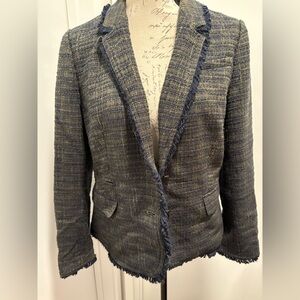Banana Republic Tweed Blazer with Fringe Trim